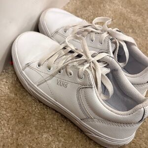 Vans Classic White Lace-Up Sneakers, size 2 girls